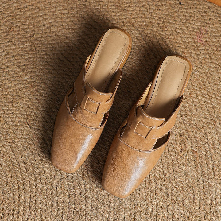Astrid – Mules en cuir avec bout carré