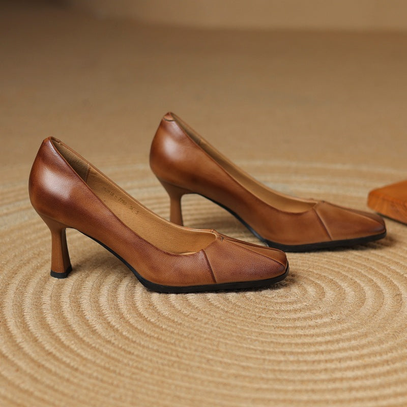 Marisol – Escarpins en cuir avec bout carré