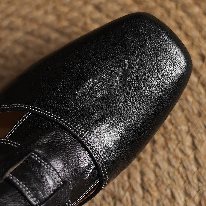 Astrid – Mules en cuir avec bout carré