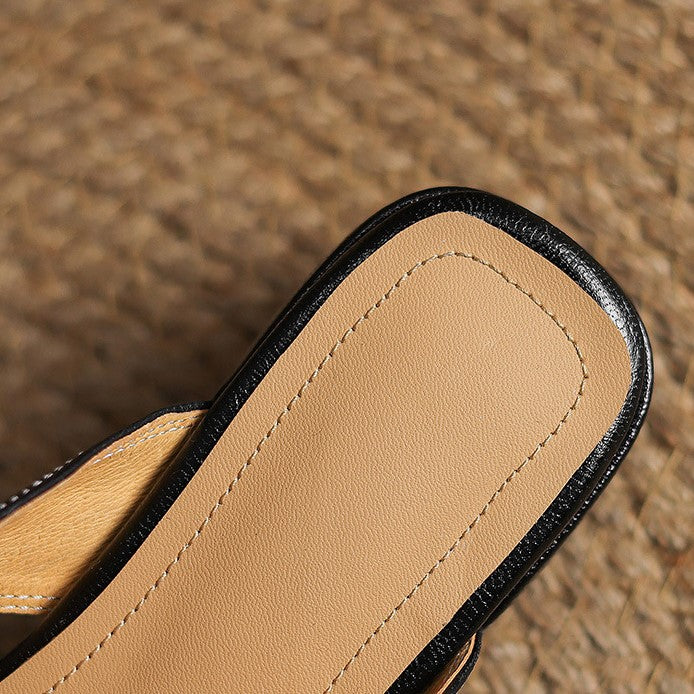 Astrid – Mules en cuir avec bout carré