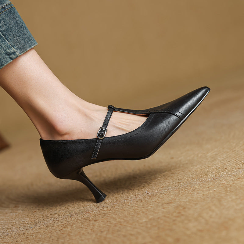 Aveline – Cuir T-Riemen Escarpins