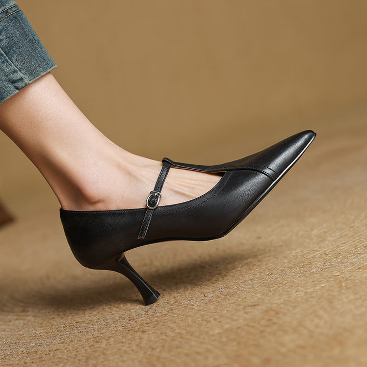 Aveline – Cuir T-Riemen Escarpins