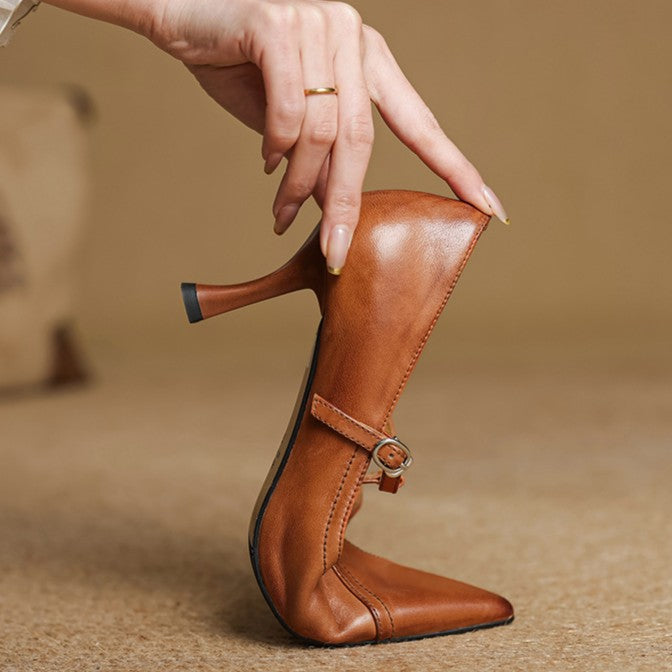 Aveline – Cuir T-Riemen Escarpins