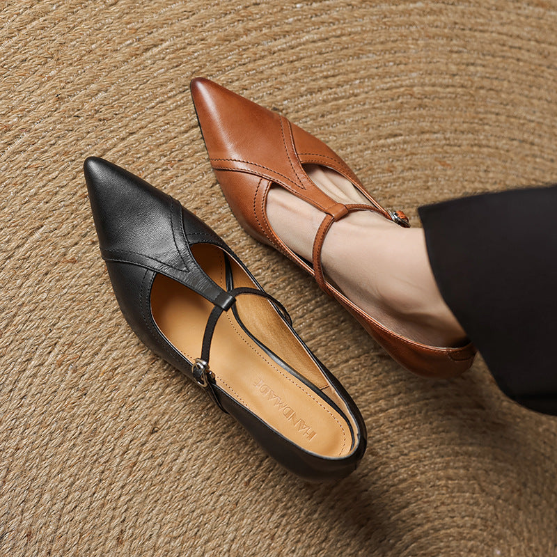 Aveline – Cuir T-Riemen Escarpins