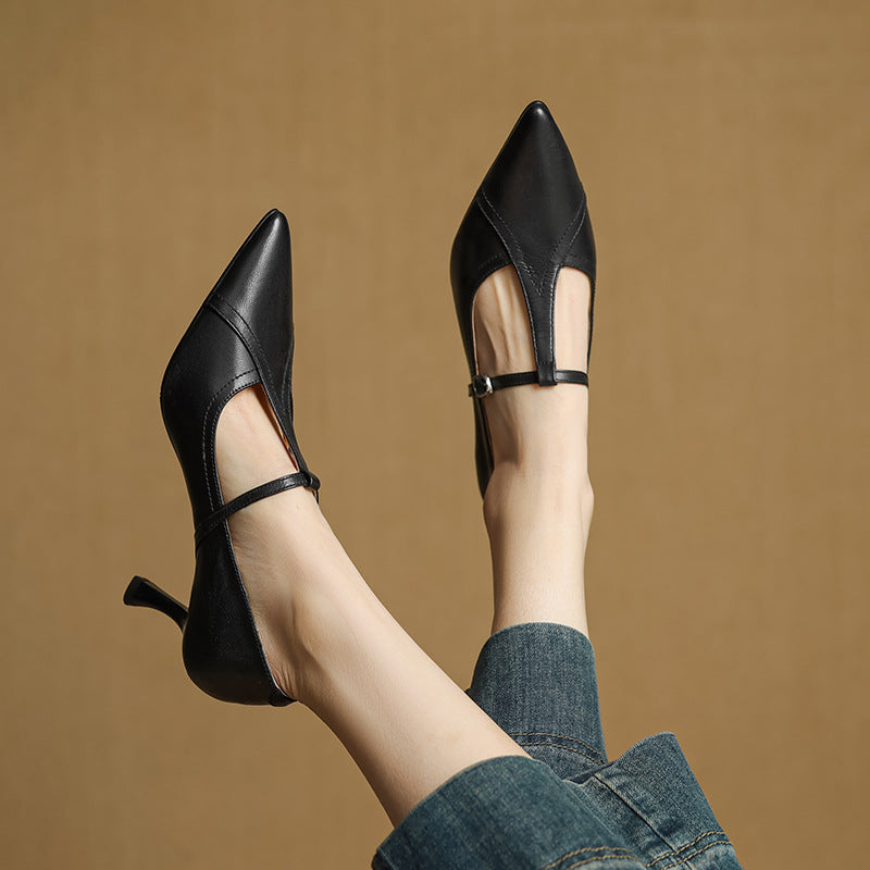 Aveline – Cuir T-Riemen Escarpins