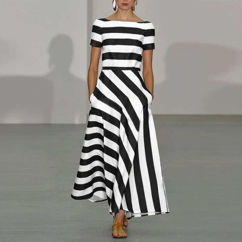 Marina – Robe maxi rayée élégante