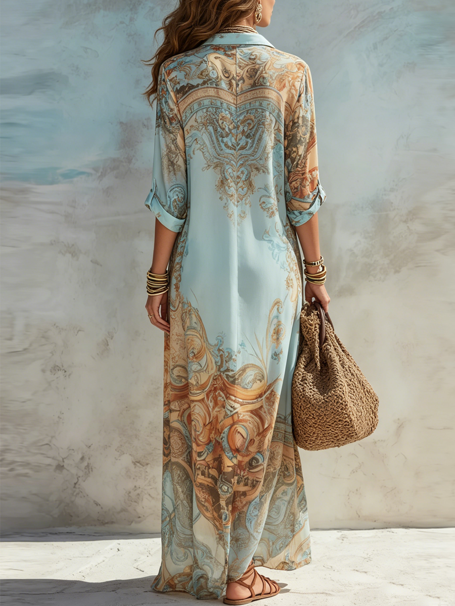 Louise – Robe chemise méditerranéenne